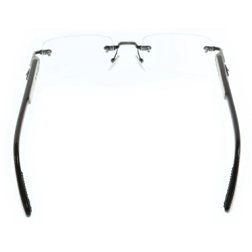 i♡ CHROME HEARTS DEEP I Side Floral Cross Frame Rimless Eyeglasses 54