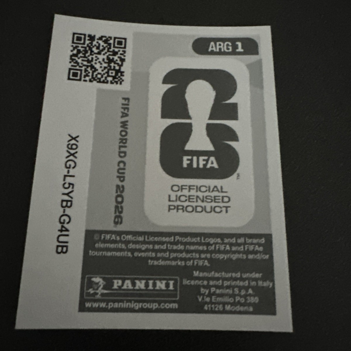 2026 Panini FIFA World Cup Argentina Crest ARG1 Foil Sticker AFA