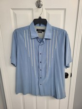 Men's Size L Nat Nast Tony Sporano 1950s Style Bowling Shirt - Baby Blue