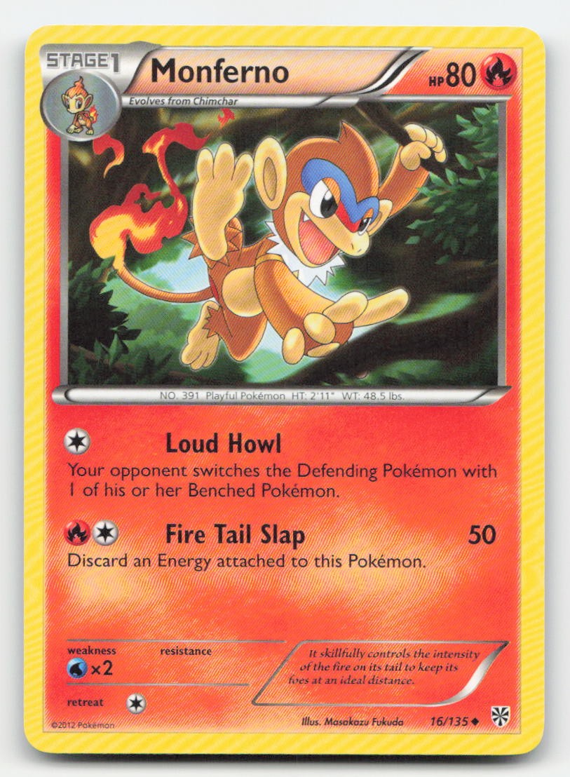 Monferno 16/135 Uncommon Plasma Storm Pokemon Near Mint