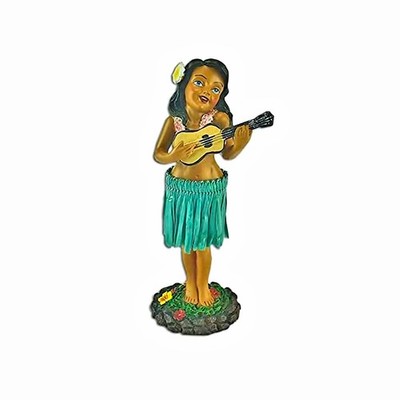 Dashboard Mini Hawaiian Hula Girl With Ukulele Wiggling Hawaii Small Doll - 4''