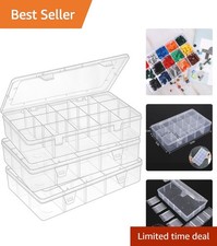 Clear 15-Compartment Storage Box - Perfect for Beads, Tape  Crafts 3 pcs 