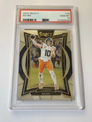 2024 Panini Select Concourse Bo Nix #30 PSA 10 Rookie Denver Broncos RC