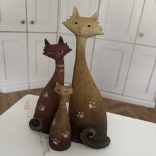 3er Set Vintage Nesting Artforum Langhals Katzen Pfotenabdr&uuml;cke Deko Harz