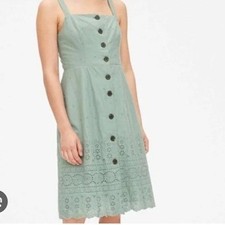 GAP Sage Green 100% Cotton Eyelet Sundress Women's Size 4 Summer Casual Cute