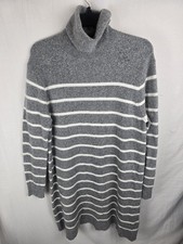 J. Crew Heather Gray And White Knit Long Sleeve Turtleneck Sweater Dress Sz L