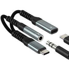 to Aux Adapter 2in1 USB Headphone Jack Audio Splitter for iPhone 17 16 15 M...
