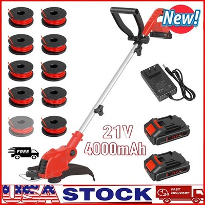 2-IN-1 Electric Cordless Grass String Trimmer Lawn Edger Weed Wacker Cutter NEW
