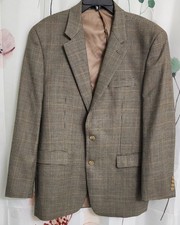 Ralph Lauren Mens 42R Houndstooth Wool Tweed Sport Coat Blazer Brown Classic