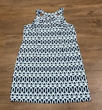 Lulu B Navy And Light Blue Geometric Tank Dress, UPF 50, Rayon, Size XL