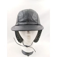 Wilsons Genuine Leather Trapper Hat Winter Ear Flap Warm Fleece Lined Medium USA