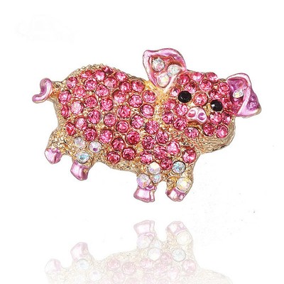 Retro NEW Cute Pink Crystal Pig Brooch Pin Animal Jewelry Gift for Women Girls