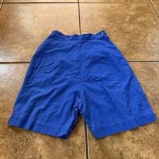 Vintage Shorts Side Zip Women's High Waist 1950s Blue 40s