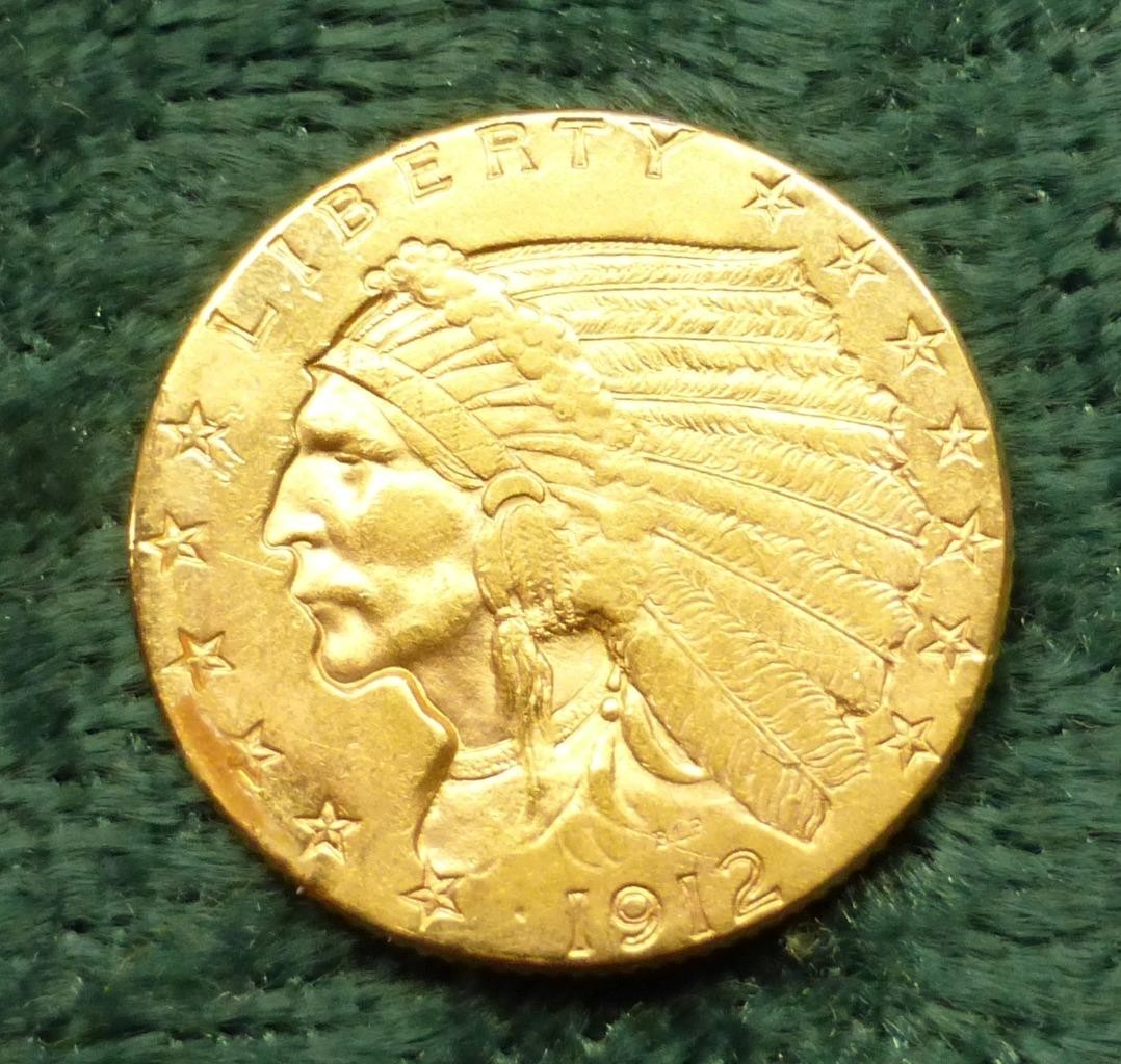1912 $2.50 GOLD Indian Head Quarter Eagle, United States of America $2-1/2