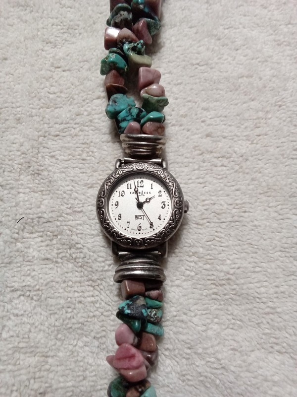 LA Express West Quartz Ladies Watch Polish Stone Band Bracelet