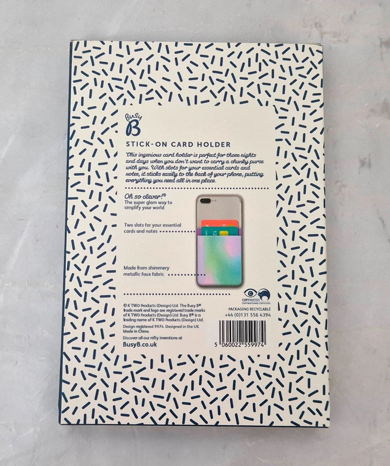 Busy B 2 Slots Adesivo Porta Scheda Metallico Rosa Argento H 9cm X L 7cm Scatola - Immagine 2 di 2