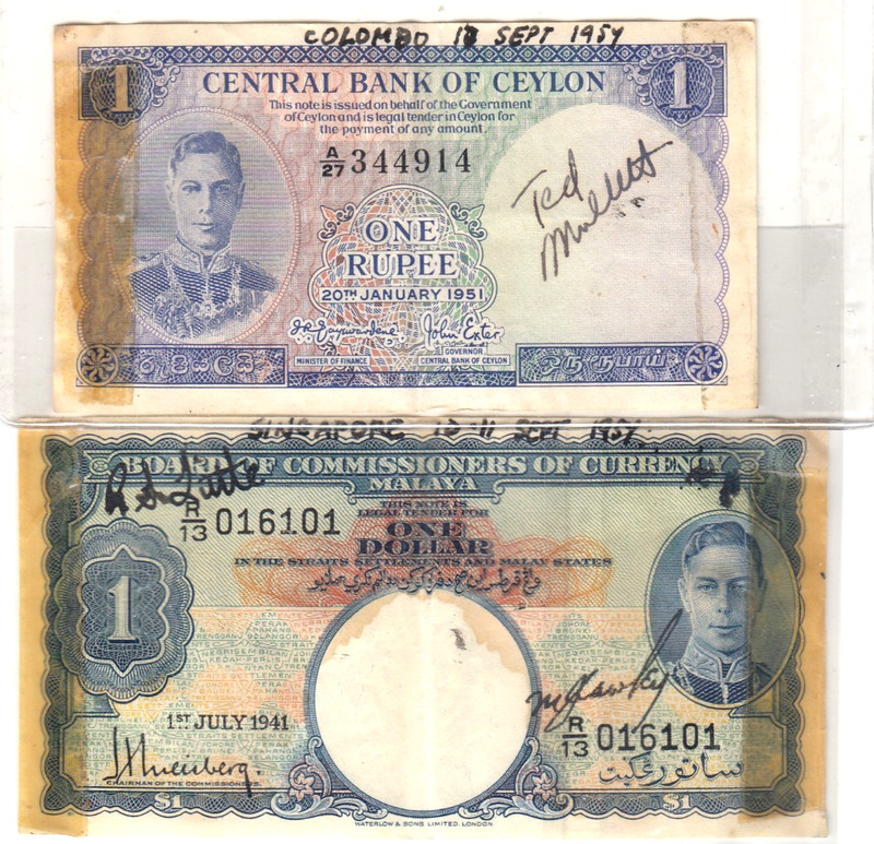 1941 British CEYLON & MALAYA 1 Rupee/1 Pound - George VI
