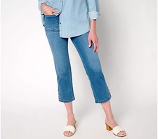Belle Kim Gravel TripleLuxe Denim Grommet Cropped Jean-Med Blue-Petite 8-A688267