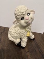 Vintage Retro Curly Lamb Sheep Nursery Decor Ceramic Figurine