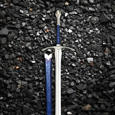 #ad Hand Forged Viking Medieval Style Blue Narsil Sword With Scabbard Razor Sharp $132.00