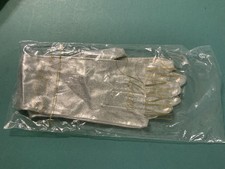 Vtg Hansen Silver Metallic Ladies Gloves Wrist 9" Med 7.5 Original Package