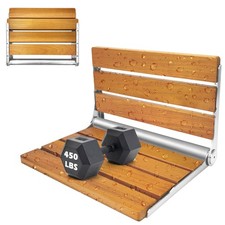 Folding Shower Seat Teak Wall Mounted, 450 lbs Capacity