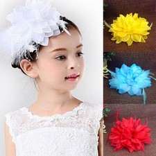 Fascinator Corsage Hair Clip Head For Wedding 1X Flower Ball Feather Brooch