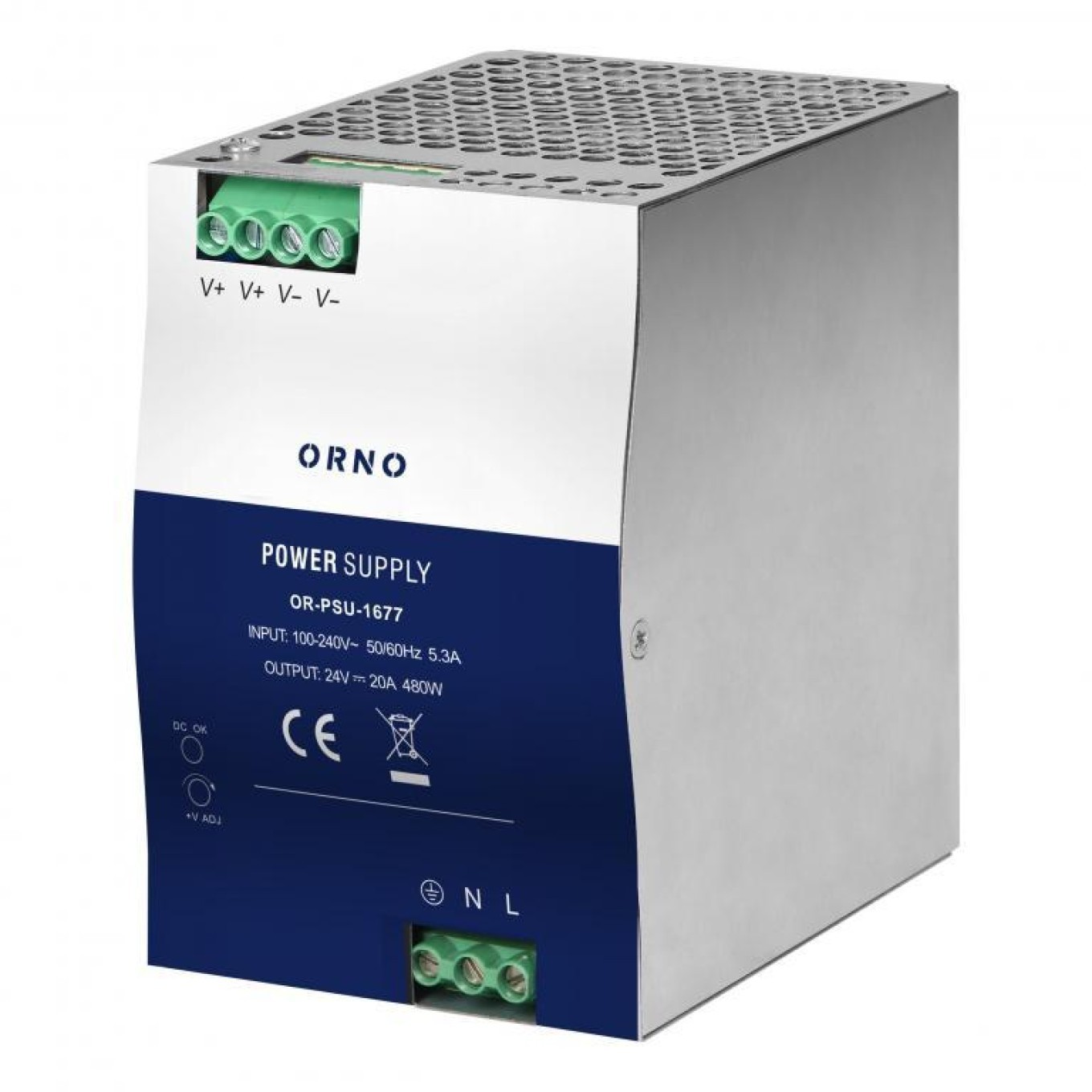 Industrial Power Supply, for DIN Rail, 24VDC, 20A OR-PSU-1677