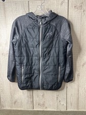 Under Armour Youth Medium Cold Gear Black  Gray Hooded Full Zip Jacket Pockets