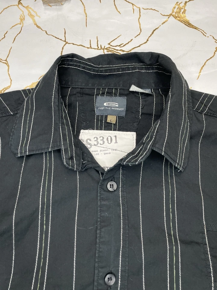 G-Star Raw Men Black Striped New Luxor Type Shirt Shirt Long Sleeves Size Large - Image 4 of 4