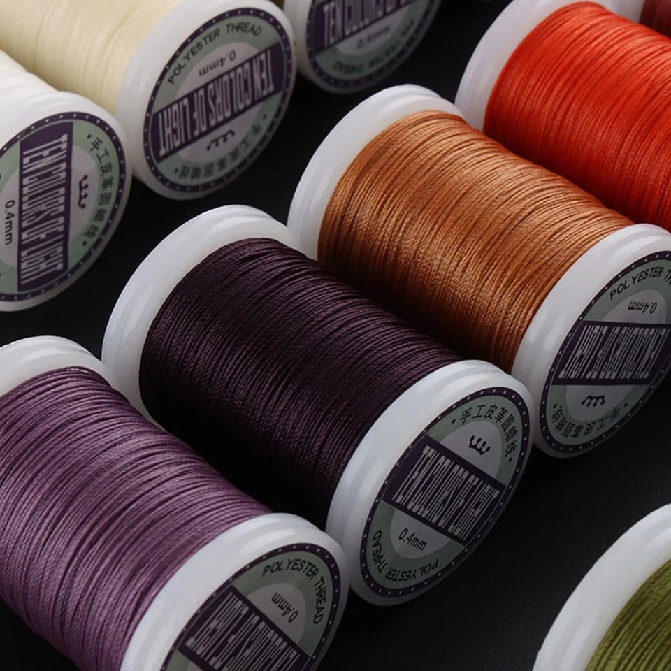 Hand Sewing Polyester Waxed Thread 0.4mm 135m No Fray No Fuzz for Leather DIY - Image 3 of 4
