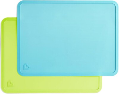 NIB Munchkin Spotless Silicone Placemats 2 Pack Blue/Green