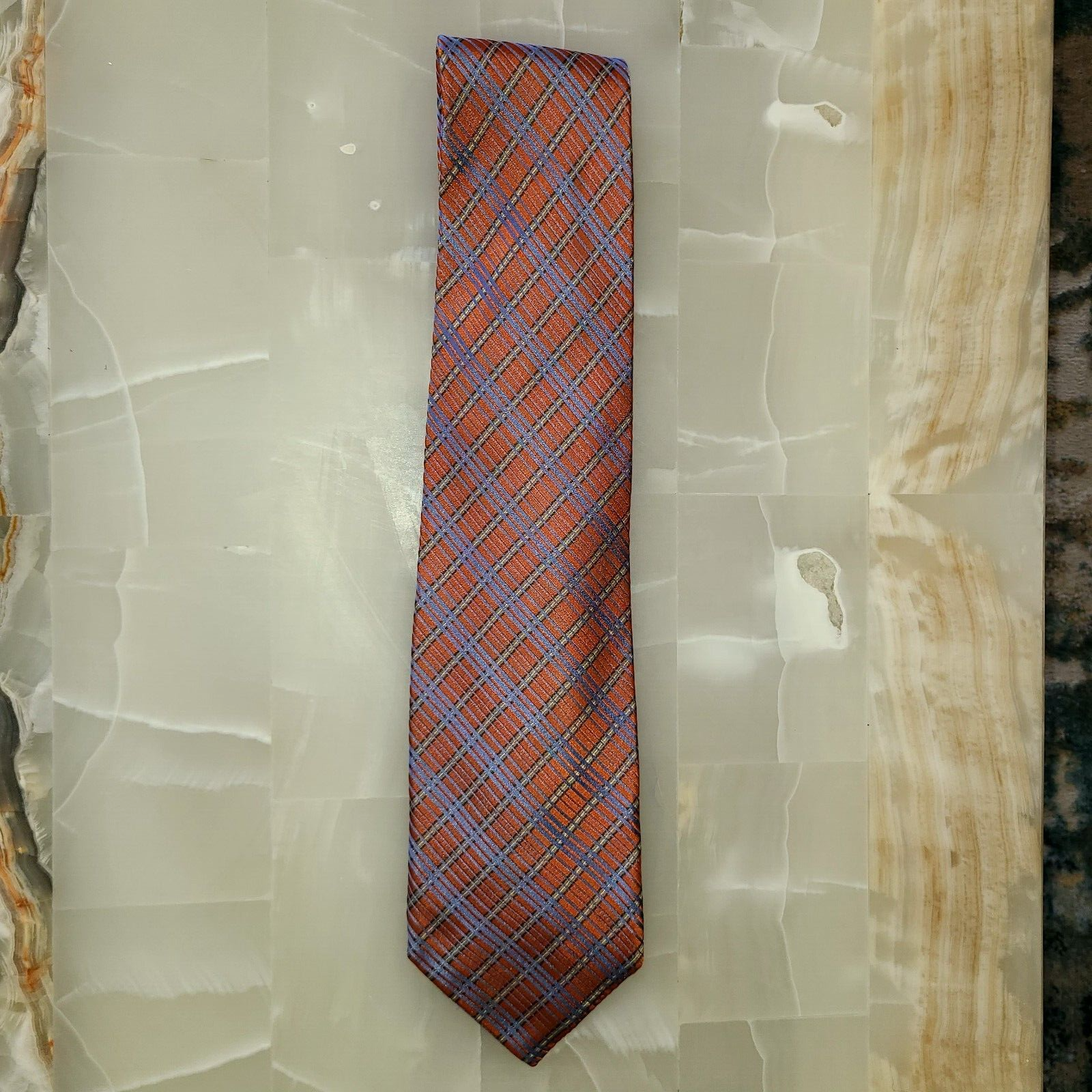 Zilli Pattern ZILLI TIE IN ORANGE WITH BLUE AND YELLOW GEOMETRIC DESIGN. | eBay