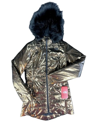 Gold Metallic Puffer Down Coat Womens 