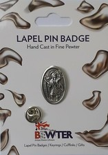 ST. CHRISTOPHER Pin, English Pewter Lapel Pin Badge, Coat-Hat Badge LP 1590
