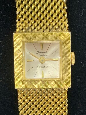 GERMINAL VOLTAIRE 17 JEWELS SWISS MADE SQUARE 60/70 s WATCH Gold Americ Metal GK