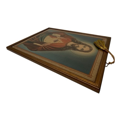 Vintage Framed Litho N. G. Basevi Sacred Heart Of Jesus 10” x 8” Copyright 1935 - Picture 9 of 10