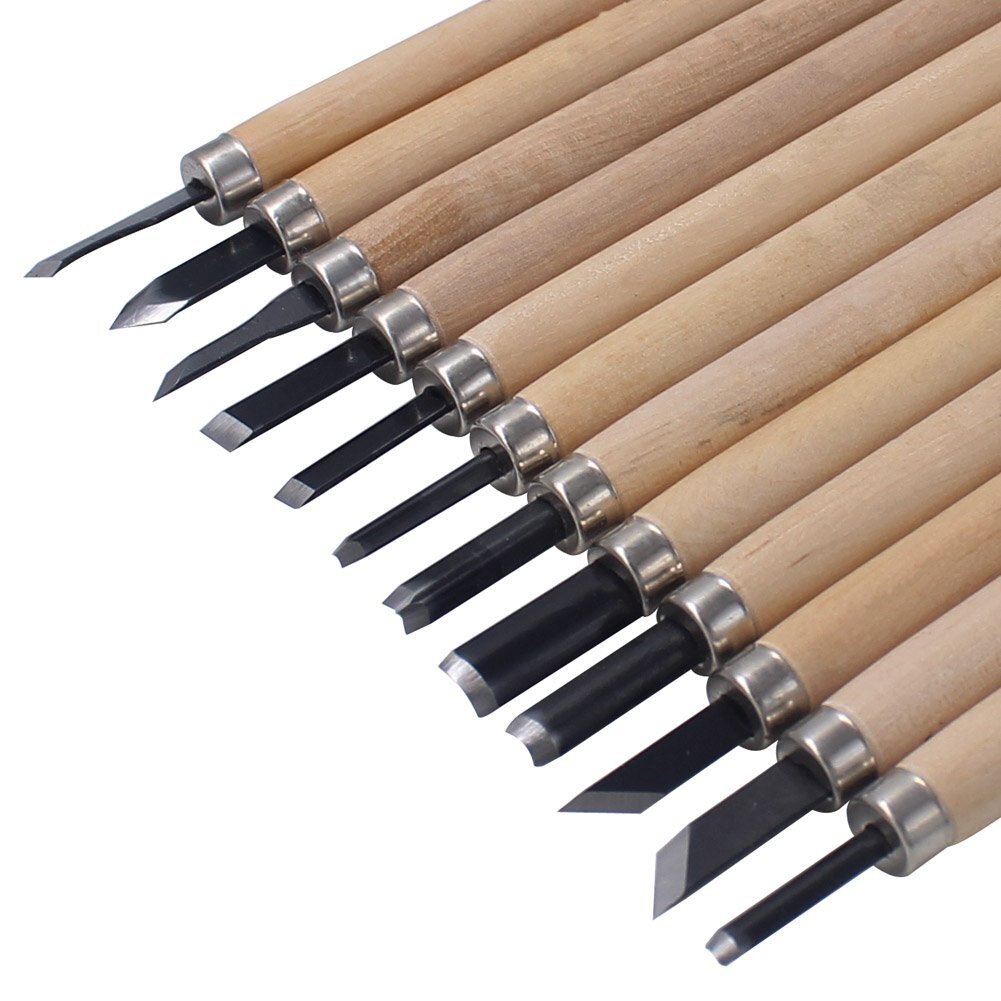 Wood Carving Knife Set, 12 Pcs Carving Tools for DIY Sculpture Beginners