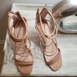 grey suede open toe heels