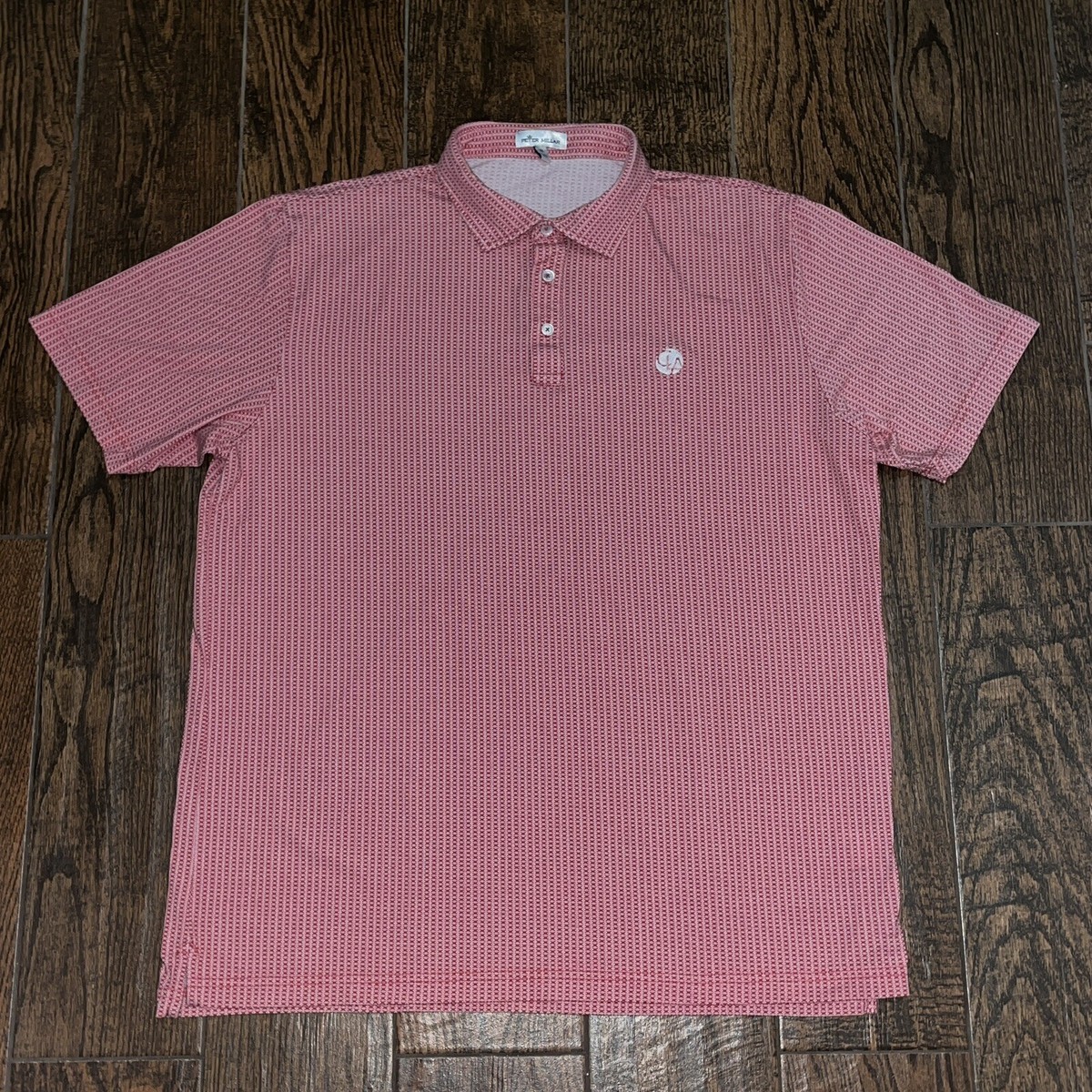 Mens Peter Millar Crest Pima Cotton Red Print Polo Golf Shirt Size