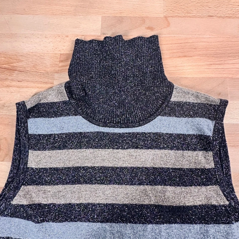 Cable & Gauge Metálico Negro Sin Mangas Cuello Alto Mezcla Algodón Tejido Talla S Foto 4 de 4