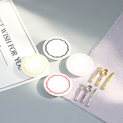4PC 1/12 Scale Dollhouse Miniatures Mini Kitchen Dishes Silverware Accessories