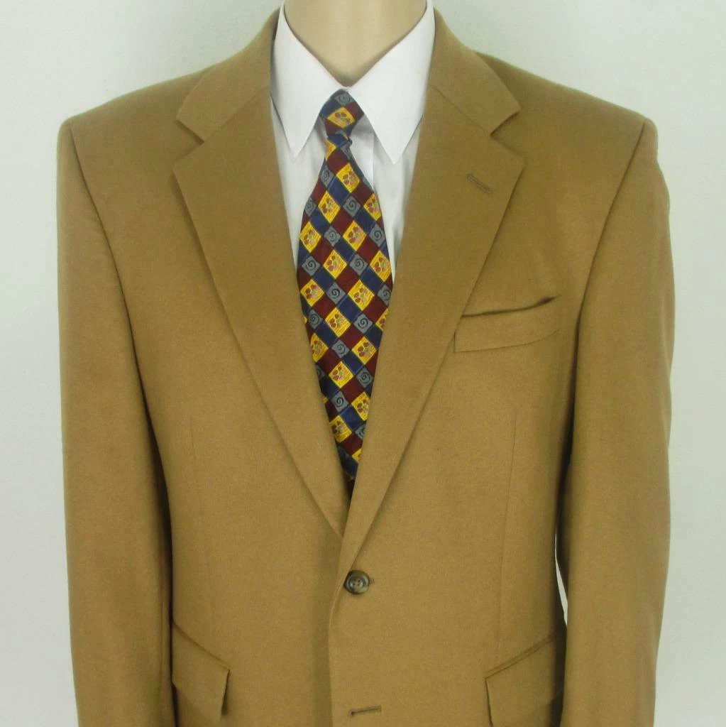 42 R Jos A Banque Solide Fauve Marron Cachemire Pure 2Btn Hommes Veste Sport