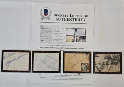 Historic Autographs Celebrity Quads  Pinup Models Hansen, Dors, Blaine, & Ekberg