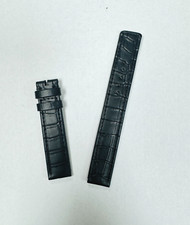 New Gucci 17mm L CG Genuine Leather Black Watch Band