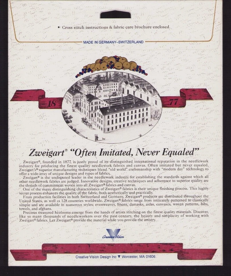 Cross Stitch Zweigart Ivory 11 ct. 15"x18" fabric Needlework Germany Switzerland - Image 2 of 2