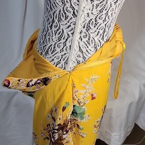 Top JARLO Floral Sin Tirantes Amarillo Bohemio Informal Verano Playa Cubrir M Costa - Imagen 5 de 6