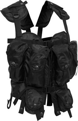 Black Tactical Assault Vest Multi Pocket Military Police Airsoft