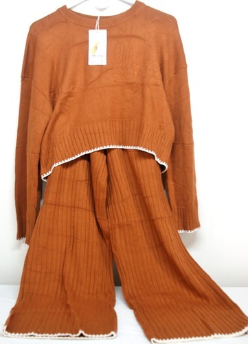 Women's 2 Piece Outfits Long Sleeve Pullover Tops Pants Lounge Sets (L)