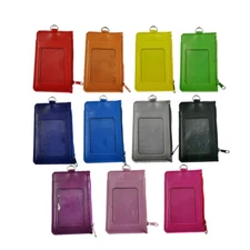 Vertical ID Badge Holder 4 layers PU Leather with 1 ID Window and 1 Card Slot /ɞ